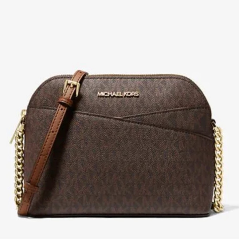 Michael Kors Jet Set Travel Med Logo Dome Crossbody XCROSS XBODY Bag
Brown 
NWT